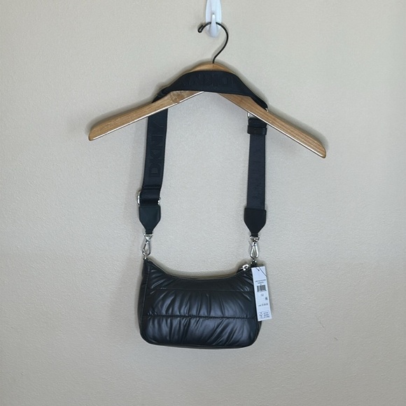 DKNY Pouchette Quilted Crossbody Cairo MD Bag Black Silver Hardware - Picture 5 of 14